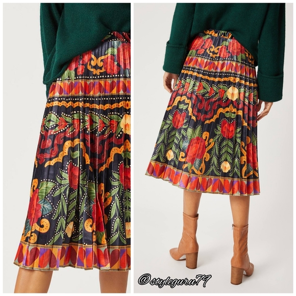 NWT, Anthropologie Dinah Pleated Velvet Midi Skirt - Picture 2 of 2